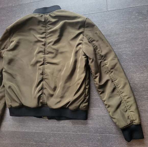 ZARA Women Bomber Flight Jacket Olive M - Picture 6 of 8